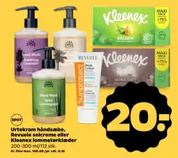 Netto Urtekram håndsæbe, revuele solcreme eller kleenex lommetørklæder tilbud