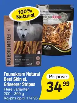 Fakta Tyskland Faunakram Natural Beef Skin el. Griseører Stripes tilbud
