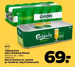 Netto Tuborg grøn eller carlsberg pilsner tilbud