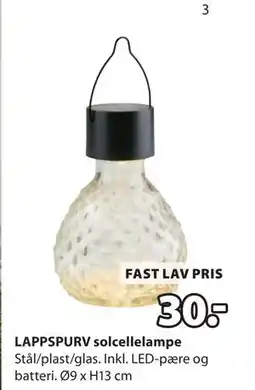 JYSK LAPPSPURV solcellelampe tilbud