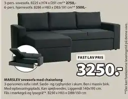 JYSK MARSLEV sovesofa med chaiselong tilbud