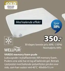 JYSK VARDO memory foam pude tilbud
