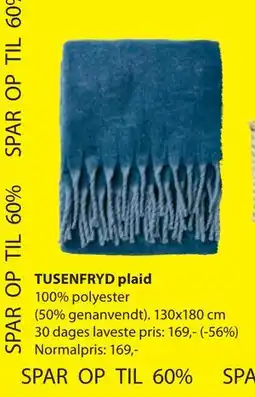 JYSK TUSENFRYD plaid tilbud