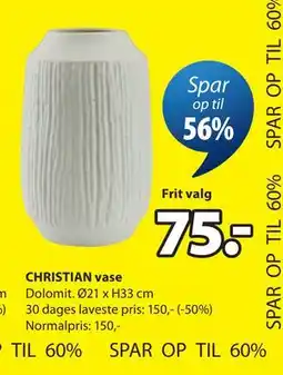 JYSK CHRISTIAN vase tilbud