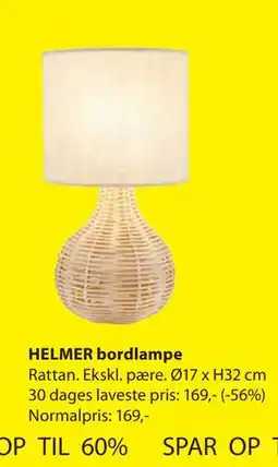 JYSK HELMER bordlampe tilbud