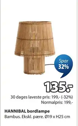 JYSK HANNIBAL bordlampe tilbud