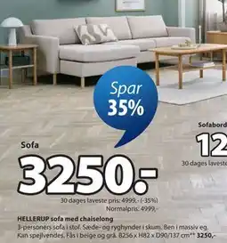 JYSK HELLERUP sofa med chaiselong tilbud
