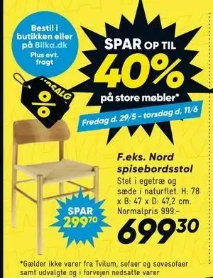 Bilka Nord spisebordsstol tilbud
