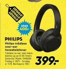 Bilka Philips trådløse over-ear hovedtelefoner tilbud