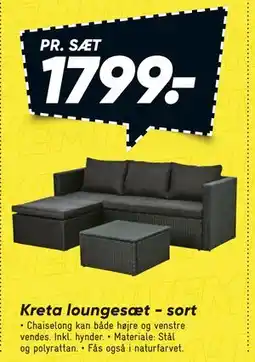 Bilka Kreta loungesæt - sort tilbud