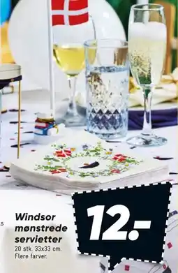 Bilka Windsor mønstrede servietter tilbud