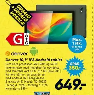 Bilka Denver 10,1” IPS Android tablet tilbud