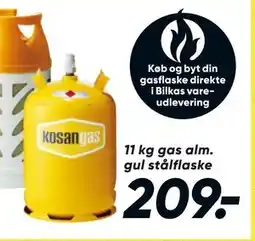 Bilka 11 kg gas alm. gul stålflaske tilbud