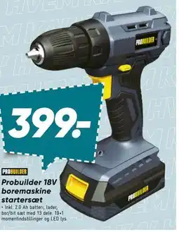 Bilka Probuilder 18V boremaskine startersæt tilbud