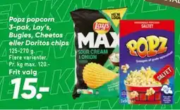 Bilka Popz popcorn 3-pak, Lay’s, Bugles, Cheetos eller Doritos chips tilbud