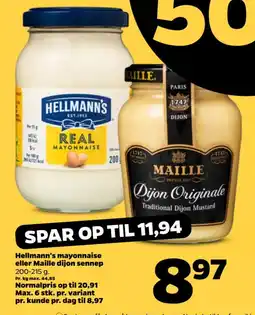 Netto HELLMANN'S Mayonnaise eller maille dijon sennep tilbud