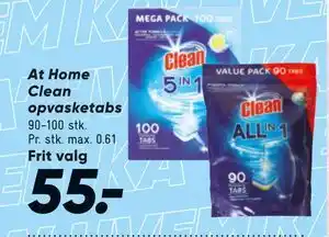 Bilka At Home Clean opvasketabs tilbud