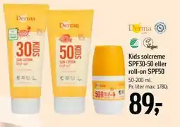 Føtex Kids solcreme SPF30-50 eller roll-on SPF50 tilbud