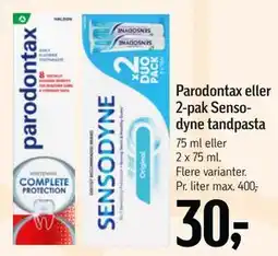 Føtex Parodontax eller 2-pak Sensodyne tandpasta tilbud