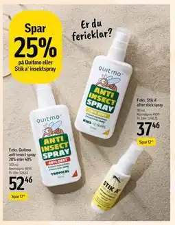 Føtex Spar 25% på Quitmo eller Stik a' insektspray tilbud
