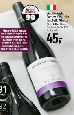 Føtex Vinchio-Vaglio Barbera d’Asti eller Brachetto Nivasco tilbud