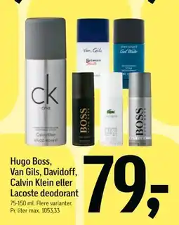 Føtex Hugo Boss, Van Gils, Davidoff, Calvin Klein eller Lacoste deodorant tilbud