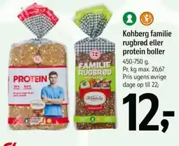 Føtex Kohberg familie rugbrød eller protein boller tilbud