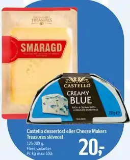 Føtex Castello dessertost eller Cheese Makers Treasures skiveost tilbud
