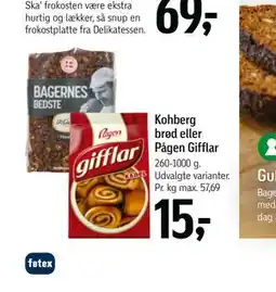 Føtex Kohberg brød eller Pågen Gifflar tilbud