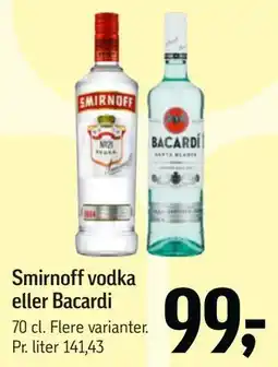 Føtex Smirnoff vodka eller Bacardi tilbud