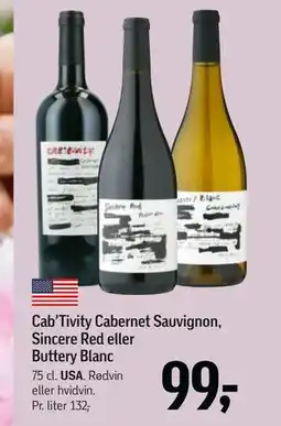 Føtex Cab’Tivity Cabernet Sauvignon, Sincere Red eller Buttery Blanc tilbud