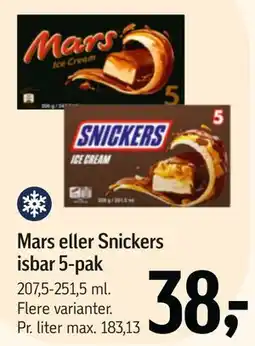 Føtex Mars eller Snickers isbar 5-pak tilbud