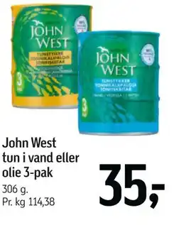 Føtex John West tun i vand eller olie 3-pak tilbud