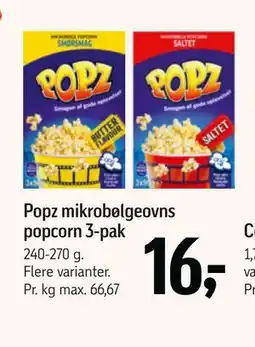 Føtex Popz mikrobølgeovns popcorn 3-pak tilbud