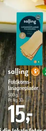 Føtex Fuldkornslasagneplader tilbud