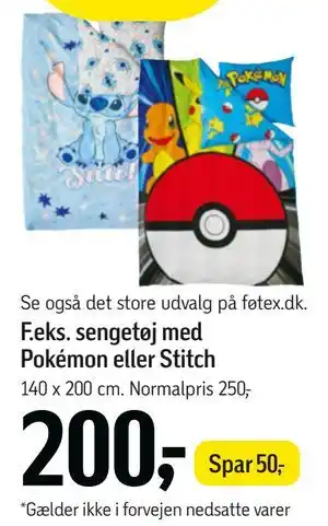 Føtex sengetøj med Pokémon eller Stitch tilbud