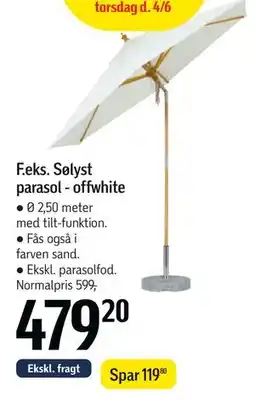 Føtex Sølyst parasol - offwhite tilbud