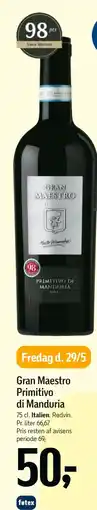 Føtex Gran Maestro Primitivo di Manduria tilbud