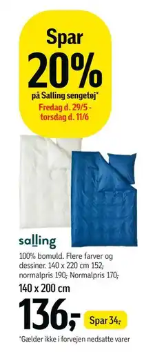 Føtex Spar 20% på Salling sengetøj tilbud