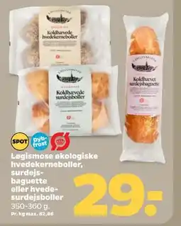 Netto Løgismose økologiske hvedekerneboller, surdejsbaguette eller hvedesurdejsboller tilbud