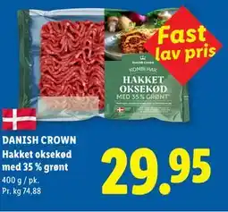 Lidl DANISH CROWN Hakket oksekød med 35 % grønt tilbud