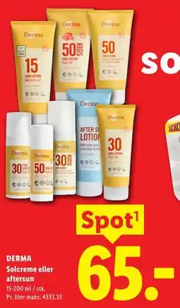 Lidl DERMA Solcreme eller aftersun tilbud