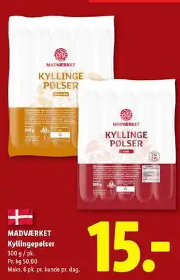 Lidl MADVÆRKET Kyllingepølser tilbud