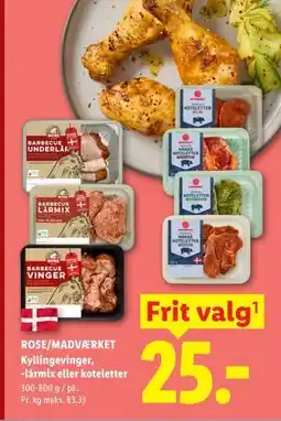 Lidl ROSE/MADVÆRKET Kyllingevinger, -lårmix eller koteletter tilbud