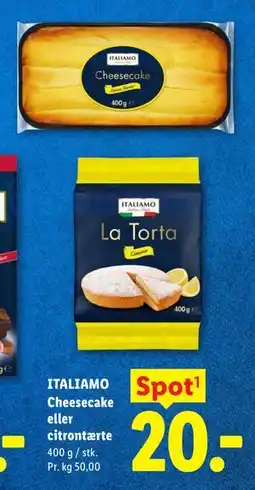 Lidl ITALIAMO Cheesecake eller citrontærte tilbud