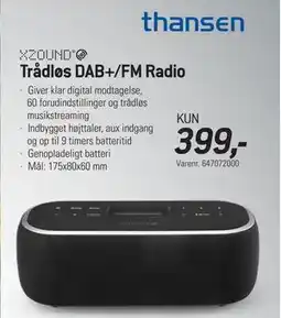 Thansen Trådløs DAB+/FM Radio tilbud