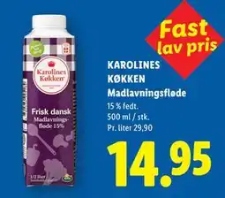 Lidl KAROLINES KØKKEN Madlavningsfløde tilbud