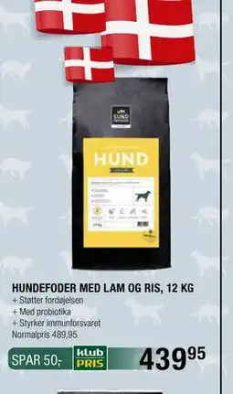 Land & Fritid HUNDEFODER MED LAM OG RIS, 12 KG, Medlemspris tilbud
