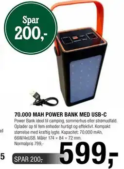 Land & Fritid 70.000 MAH POWER BANK MED USB-C tilbud