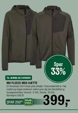 Land & Fritid MH FLEECE MED HÆTTE, Medlemspris tilbud